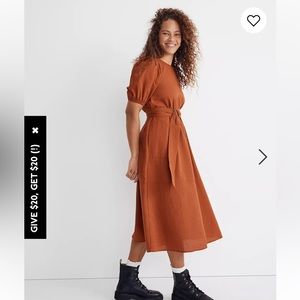 Madewell Seersucker Belted Midi Dress Size XXL